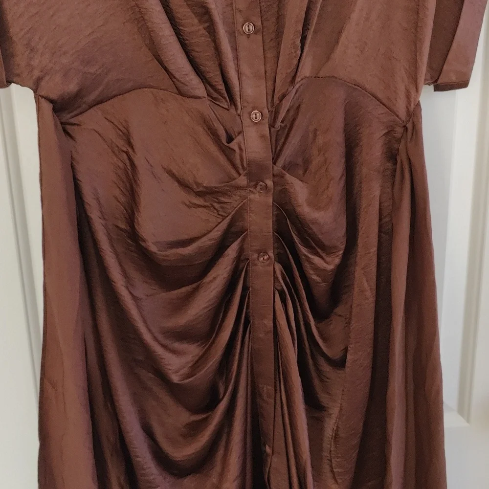 NWOT Steve Madden Elegant Brown Shirt Dress - Picture 4 of 7